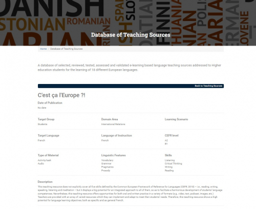 French teaching source available on the website