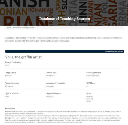Portuguese teaching source available on the website